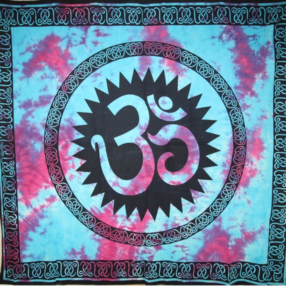 Om Shanti Symbol Tie Dye Tapestry Wall Hanging